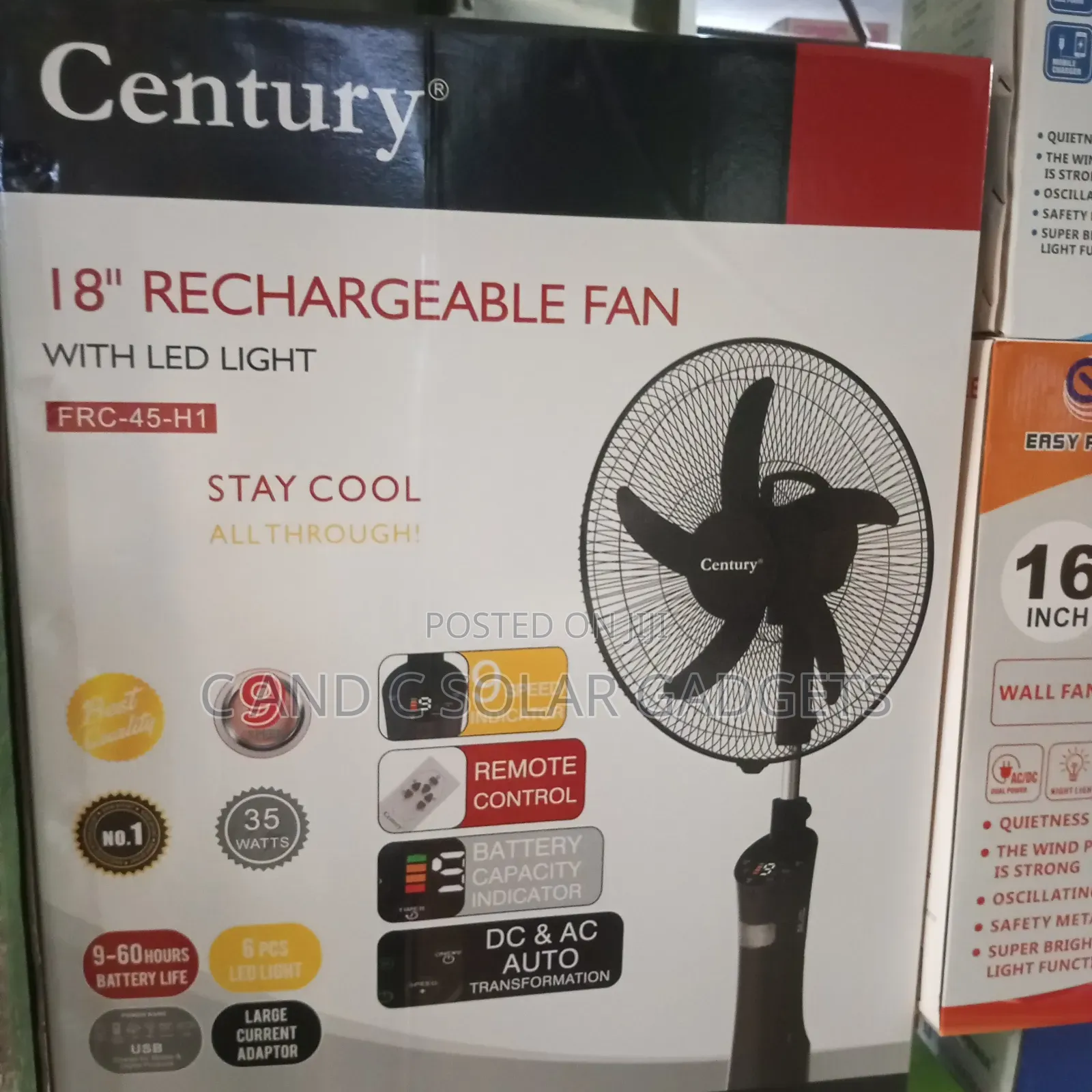 18inches Solar Rechargeable Fan With Panel