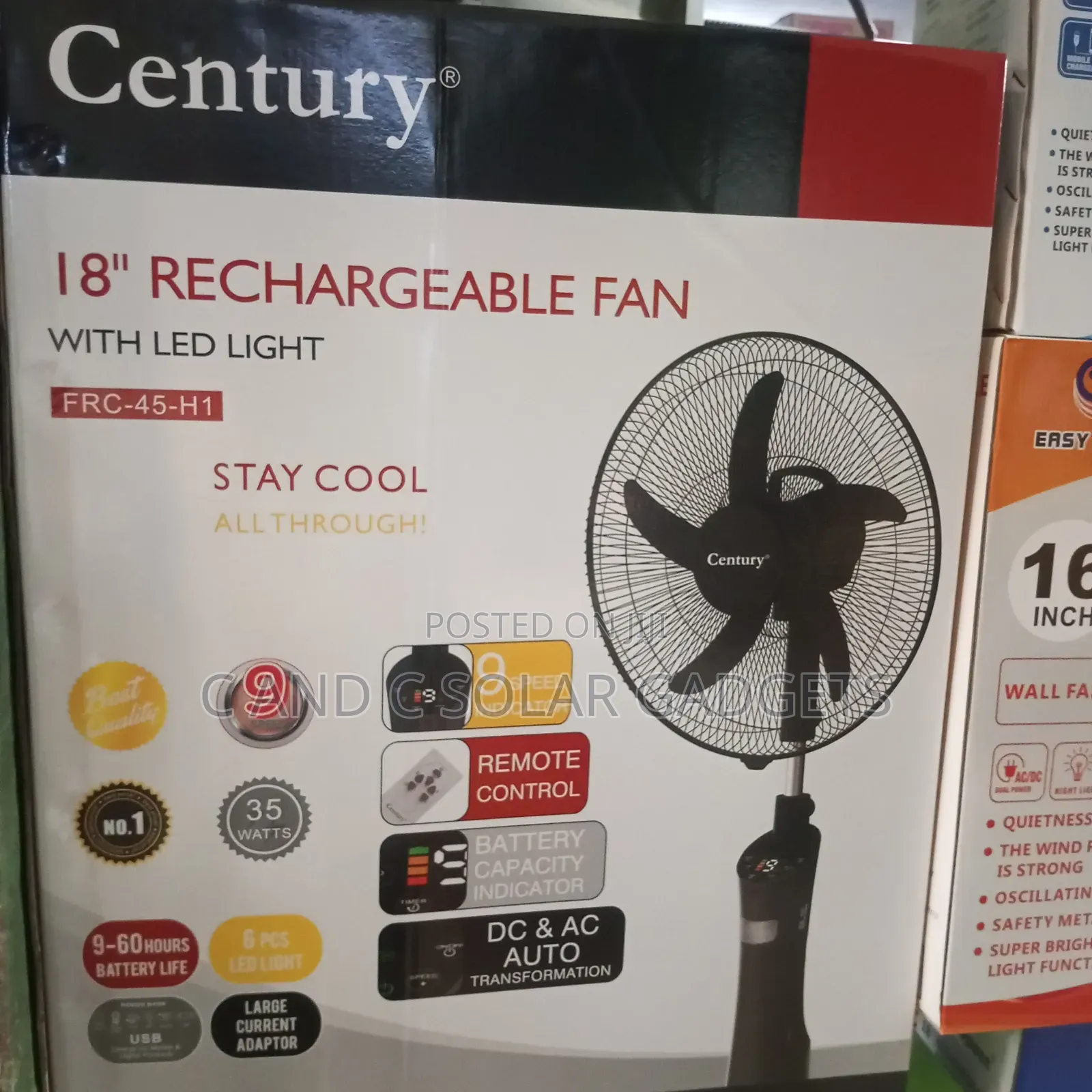 18inches Solar Rechargeable Fan With Panel