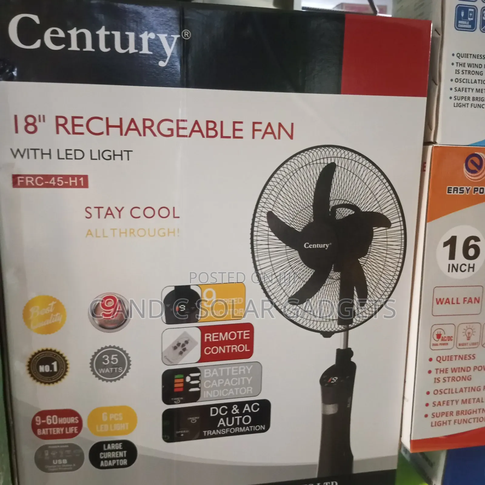 18inches Solar Rechargeable Fan With Panel