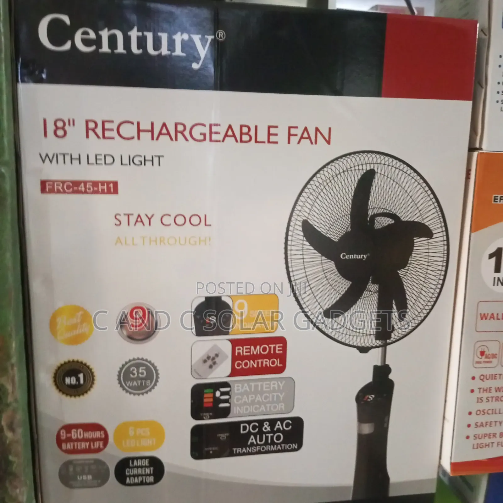 18inches Solar Rechargeable Fan With Panel