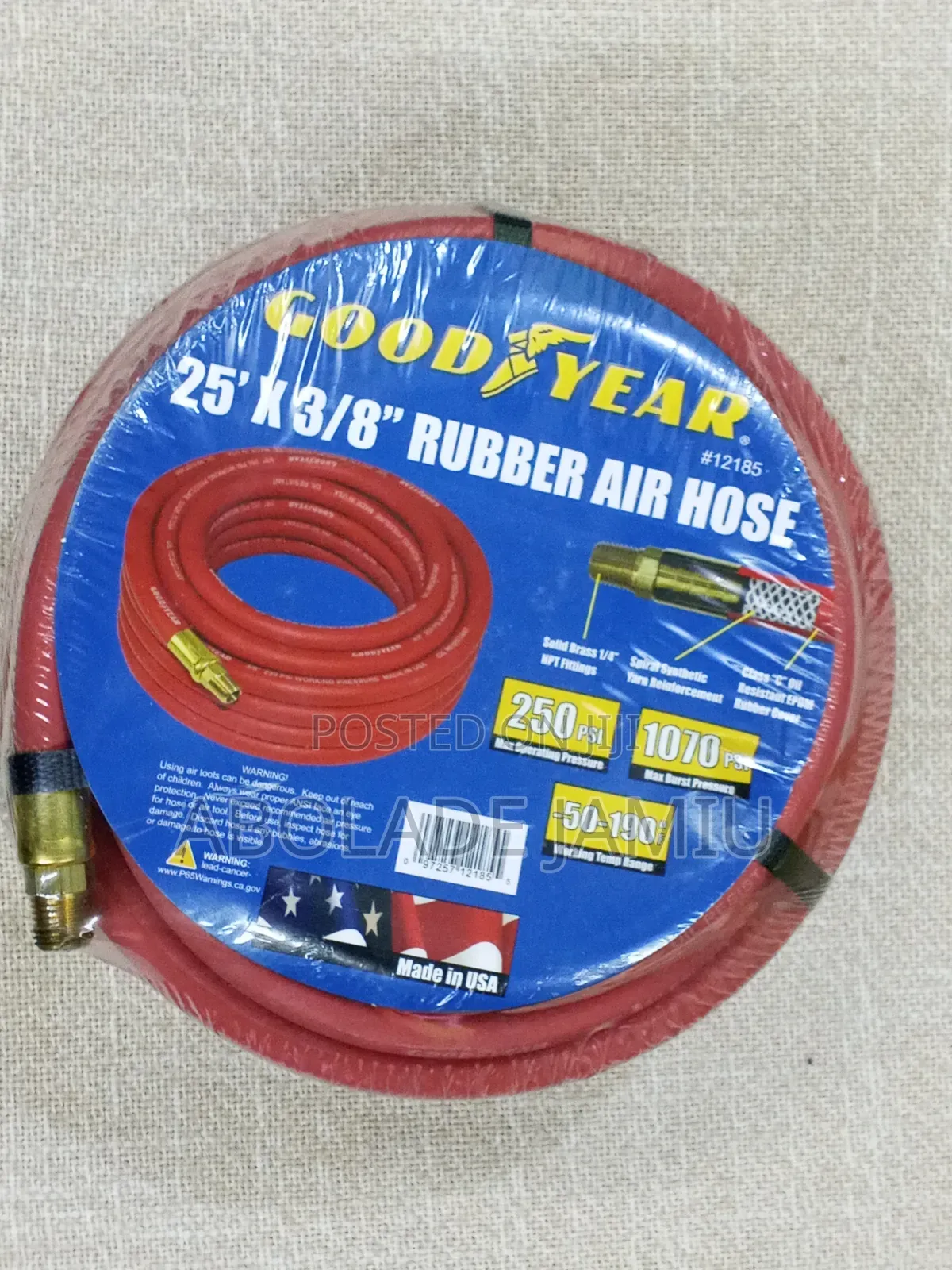 Good Year 25' X 3/8" Rubber Air Hose