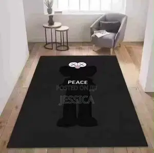 Black Character Graphic Print Rug for Modern Interiors