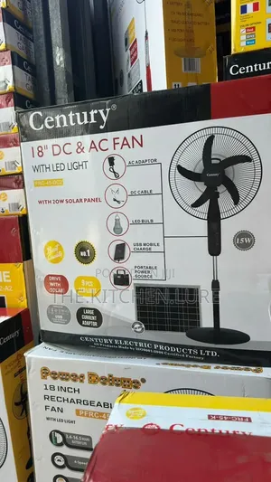 Century 18-Inch AC/DC Solar Rechargeable Standing Fan