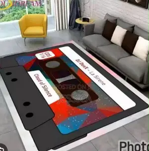 Retro Cassette Tape Graphic Area Rug for Modern Home Decor