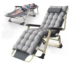 Portable Folding Lounge Chair With Headrest – Grey