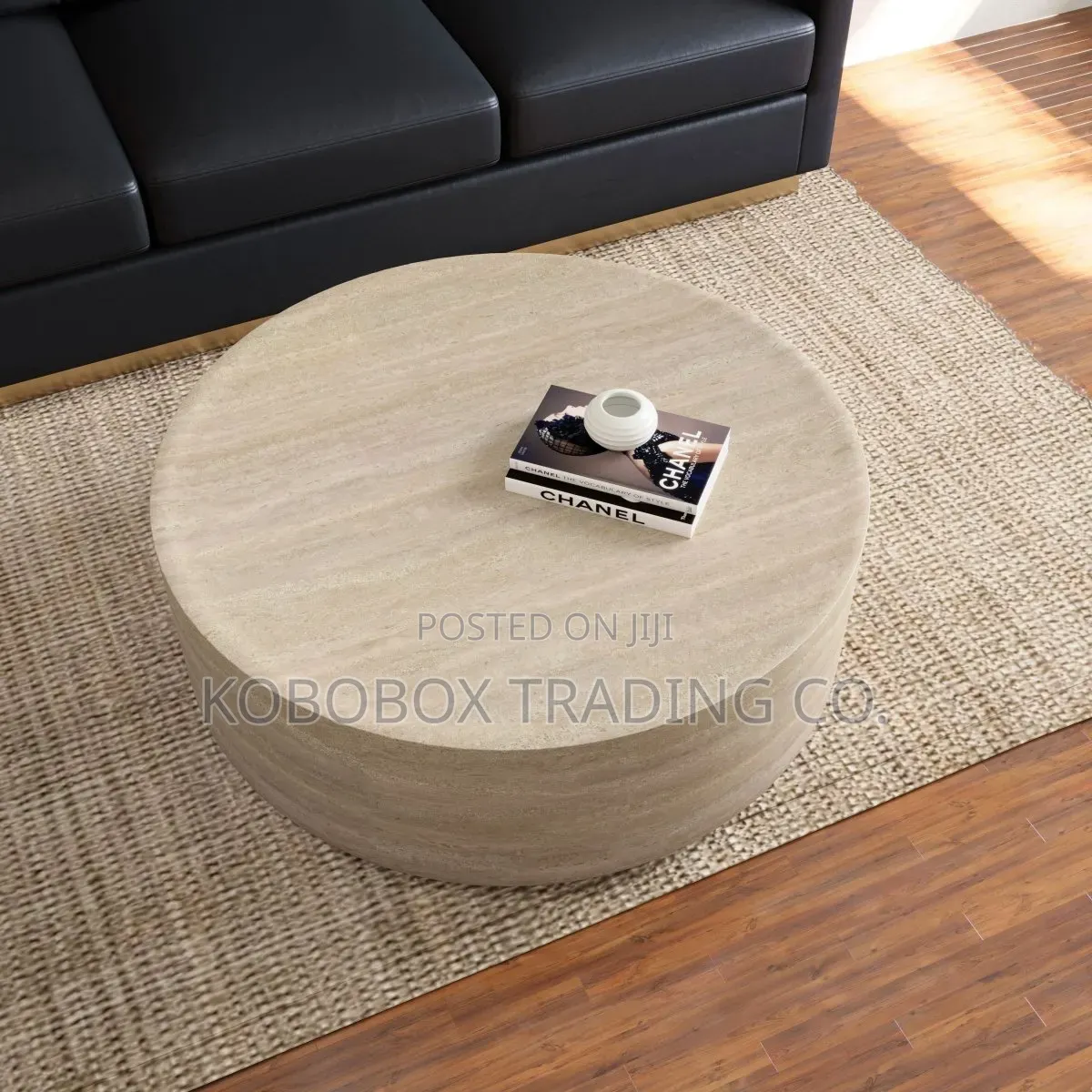 Round Large Coffee Table (Travertine)