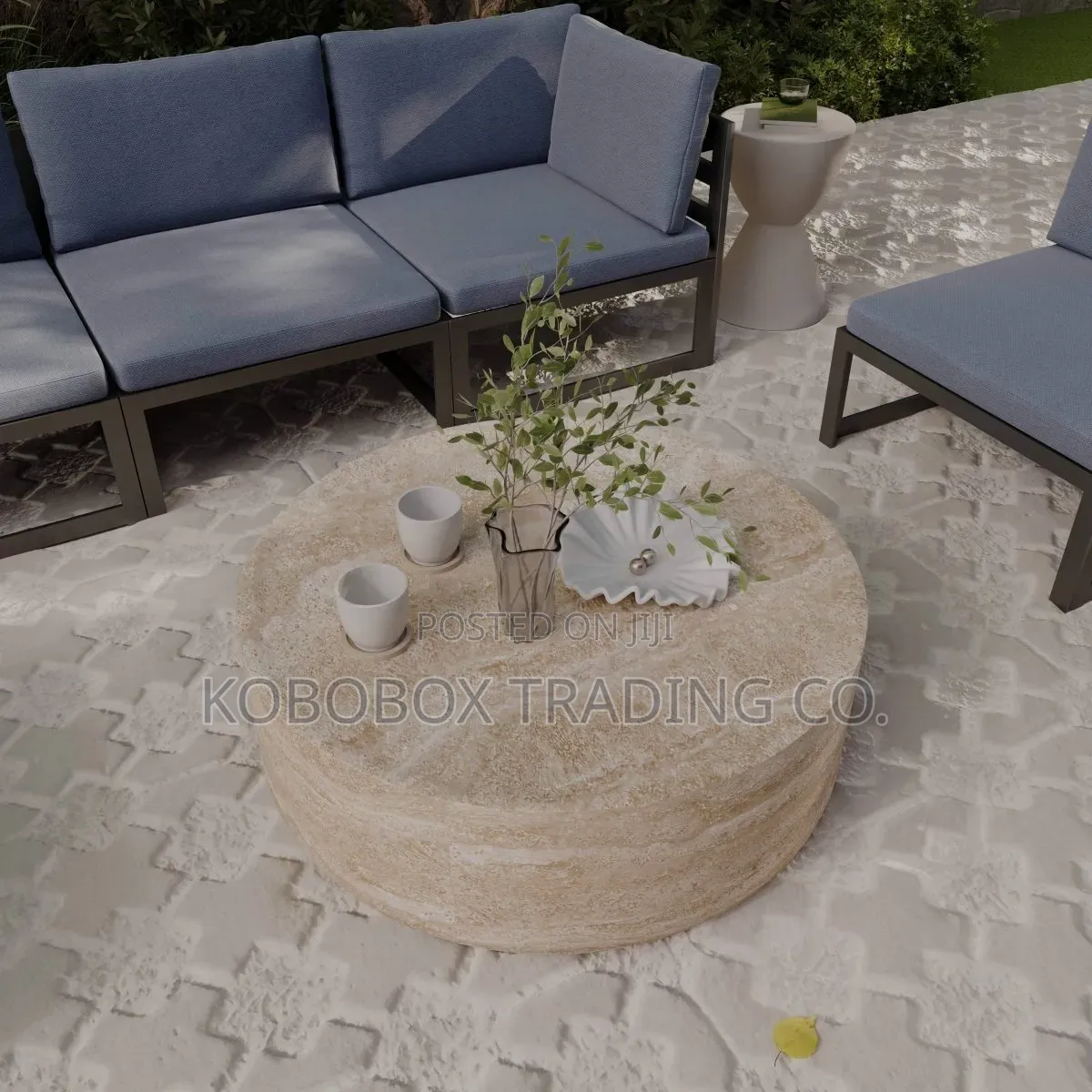 Round Large Coffee Table (Travertine)