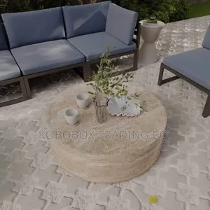 Round Large Coffee Table (Travertine)