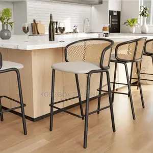Modern Bar Stool With Cane-Style Backs