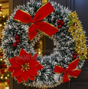 Premium 40cm Luxury Christmas Door Wreath — Festive Holiday Decor