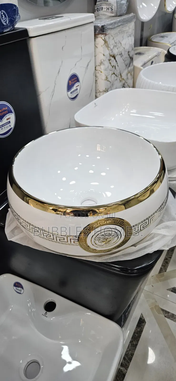 Countertop Basin White&gold