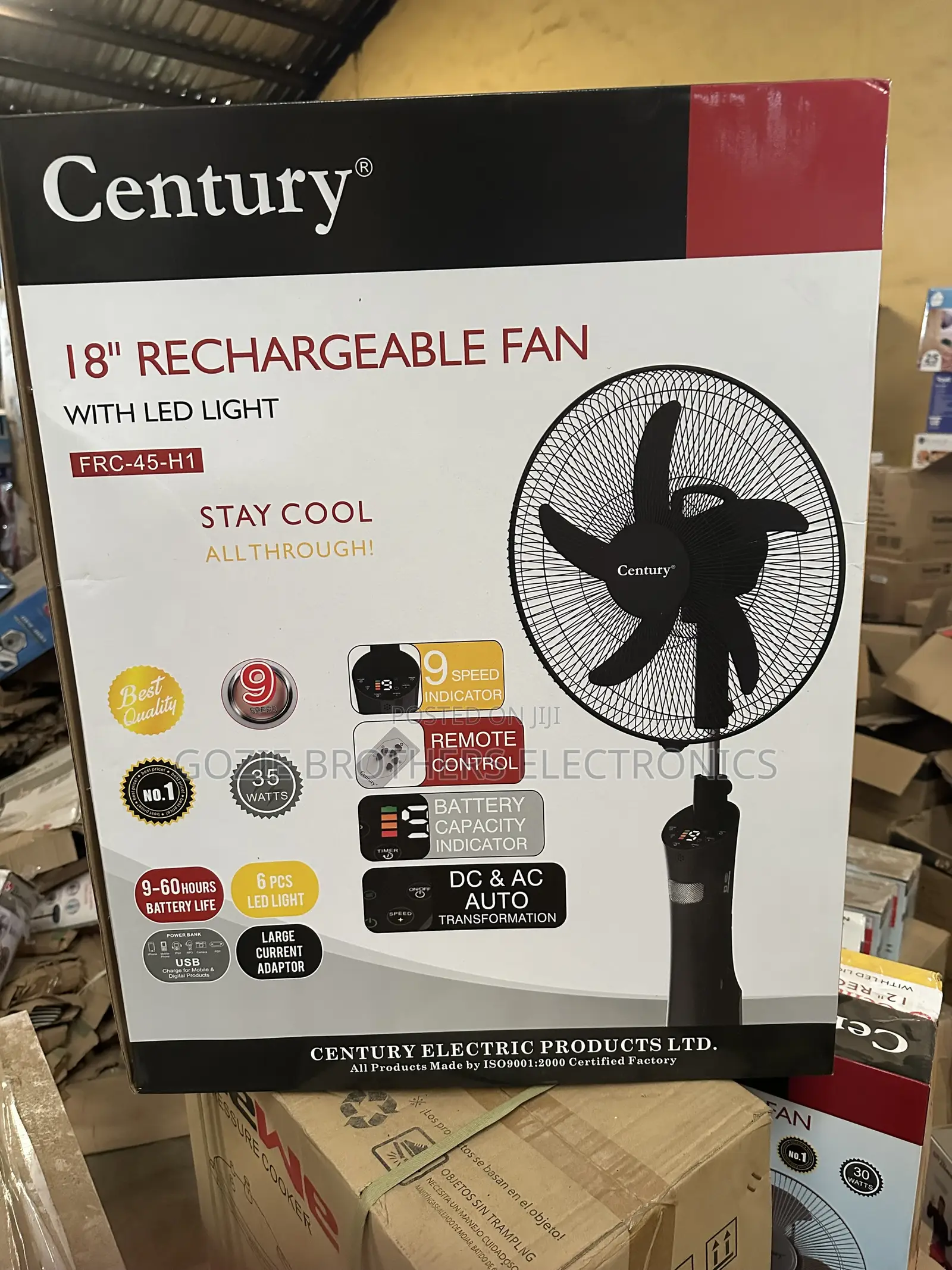 Century Rechargeable Standing Fan