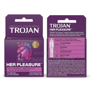 Trojan Her Pleasure Lubricated Condoms, - 3 Condoms
