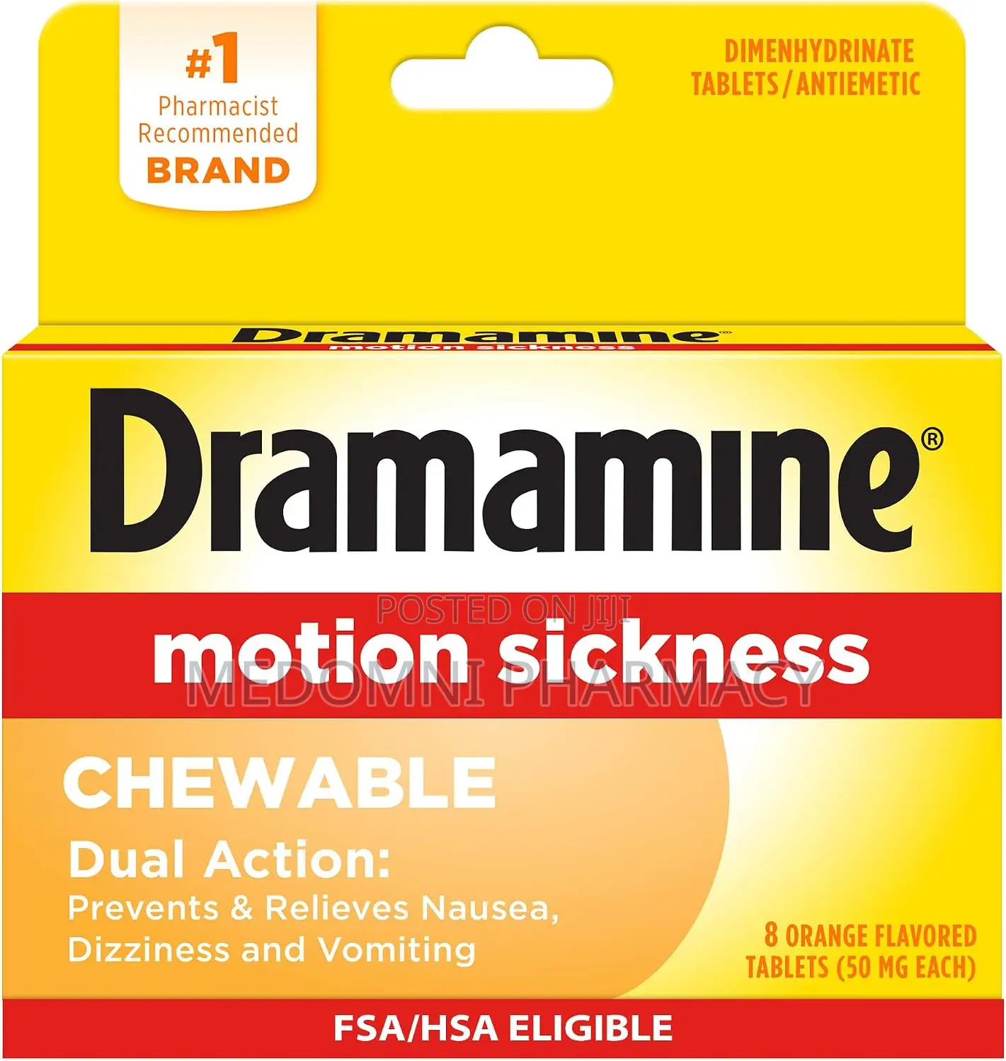 Dramamine Motion Sickness Relief Chewable Tablets - 8 Count