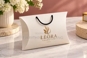 Printed A4 Pillow Paper Bag With Rope Handle for Restaurants