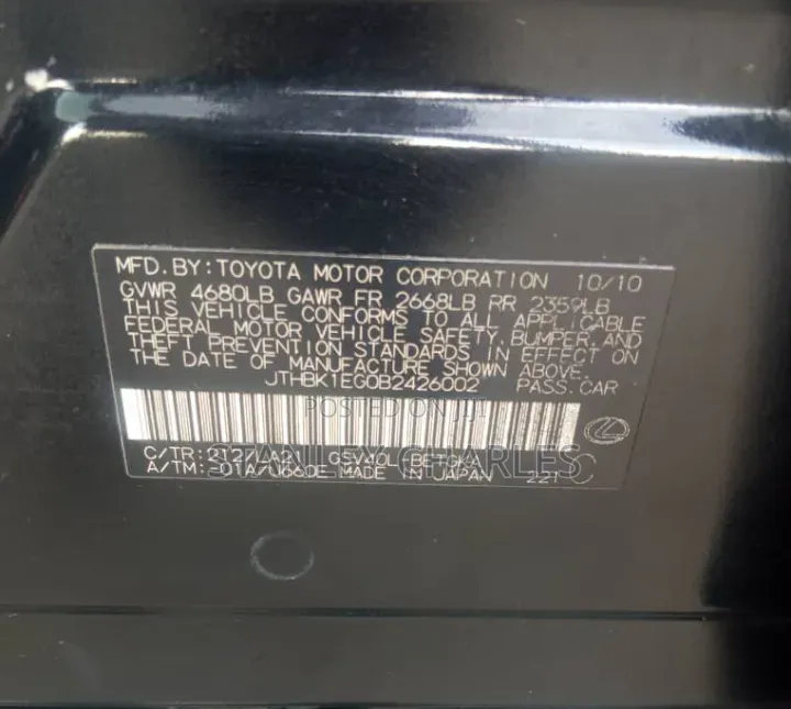 Lexus ES 350 2011 Black