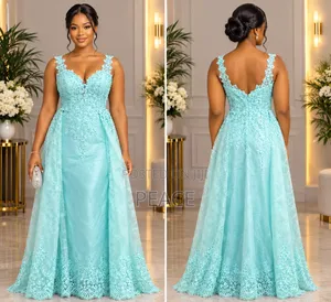 Elegant Sky Blue Dinner Gown