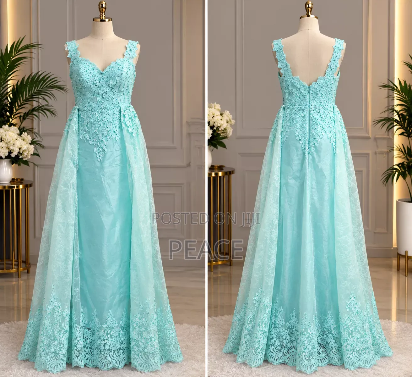 Elegant Sky Blue Dinner Gown
