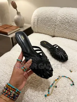 Zara Black Woven Cage Flat Sandals