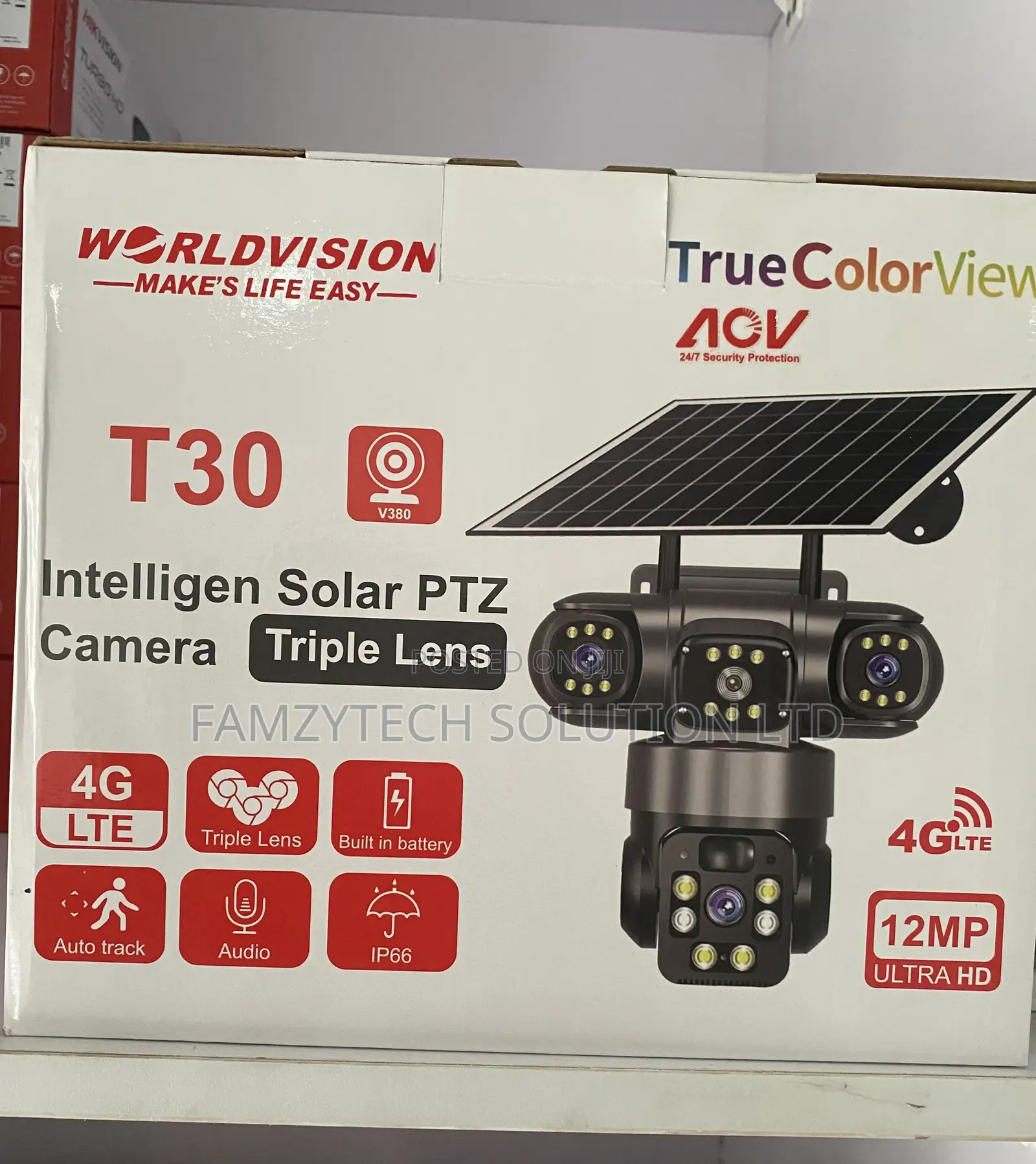 Triple Lens 4g Solar PTZ Camera V380