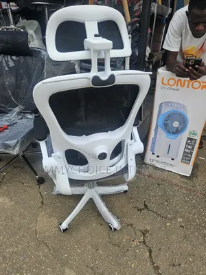 High-Back Ergonomic Mesh Office Chair, White Black