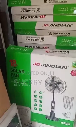 JD JINDIAN 18-Inch Solar Rechargeable Standing Fan AC/DC and LED Light
