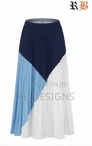 Colour Block Midi Pleated Skirt