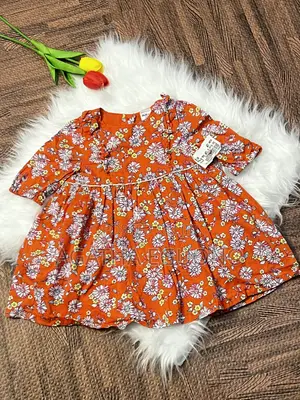 Orange Floral Baby Girl Dress – Premium US Thrift Wear 