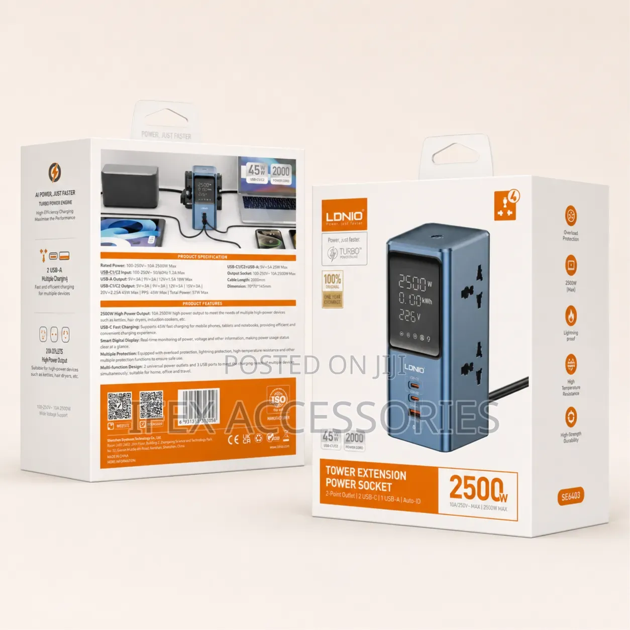 Ldnio Tower Extension Power Socket (2500w)