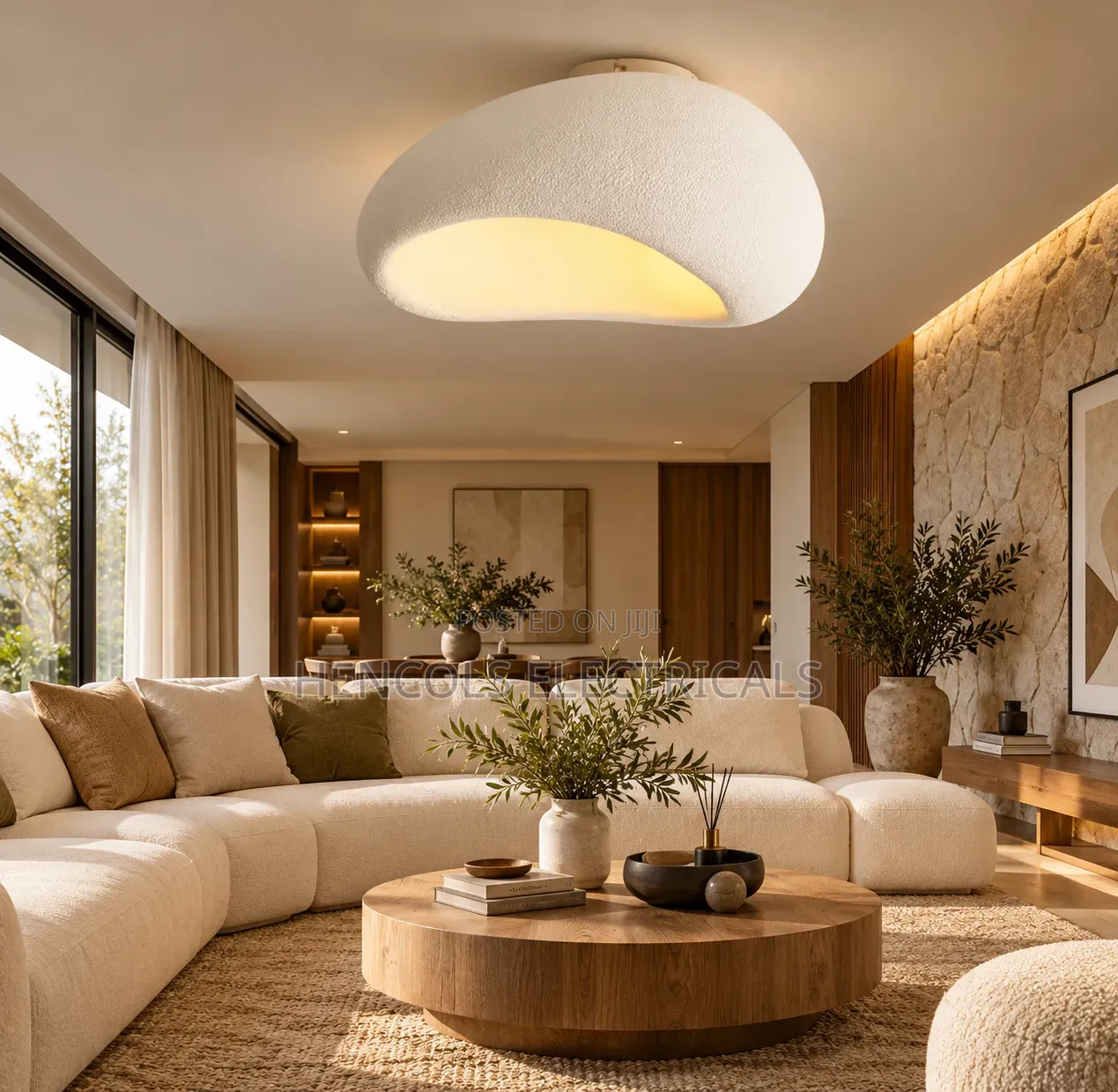 Modern White Oval Flush Mount Ceiling Light