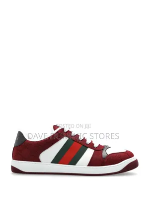 Gucci Screener Low-Top Sneakers in a Burgundy and Ivory Colorway