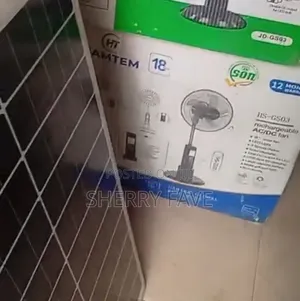 HAMTEM 18-Inch Rechargeable Standing Fan AC/DC With Solar Panel