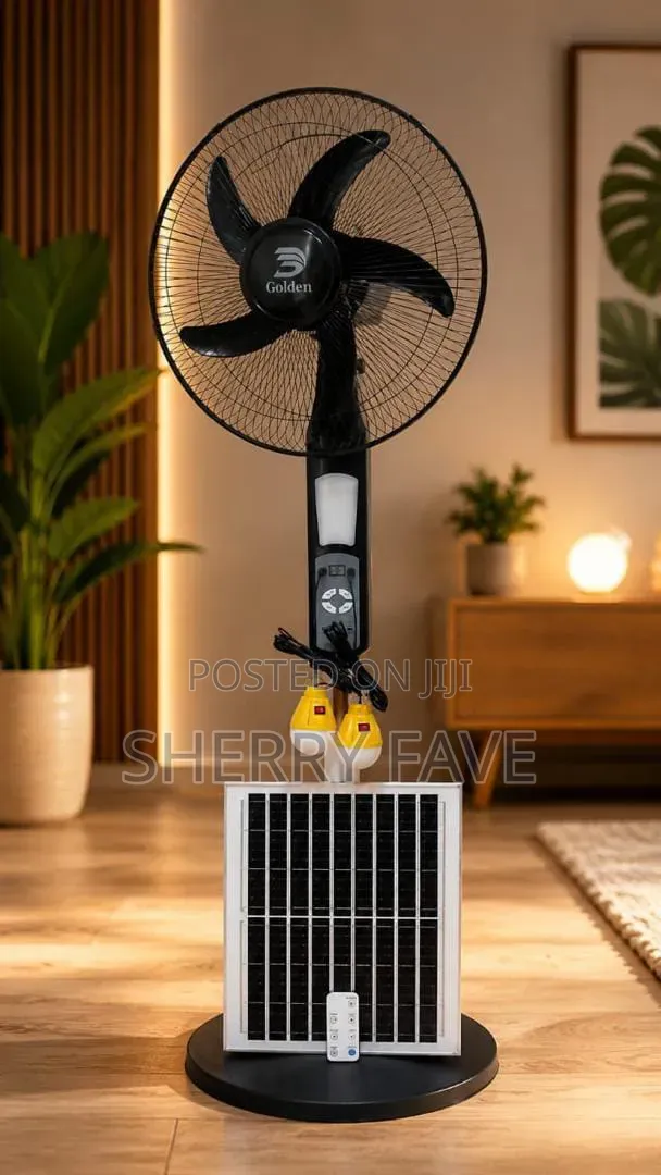 HAMTEM 18-Inch Rechargeable Standing Fan AC/DC With Solar Panel