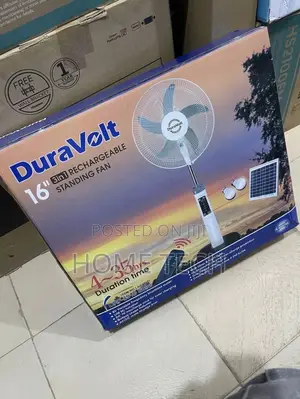 Duravolt 16" Rechargeable Fan With Free Solar Panel, 2 Bulbs & Remote
