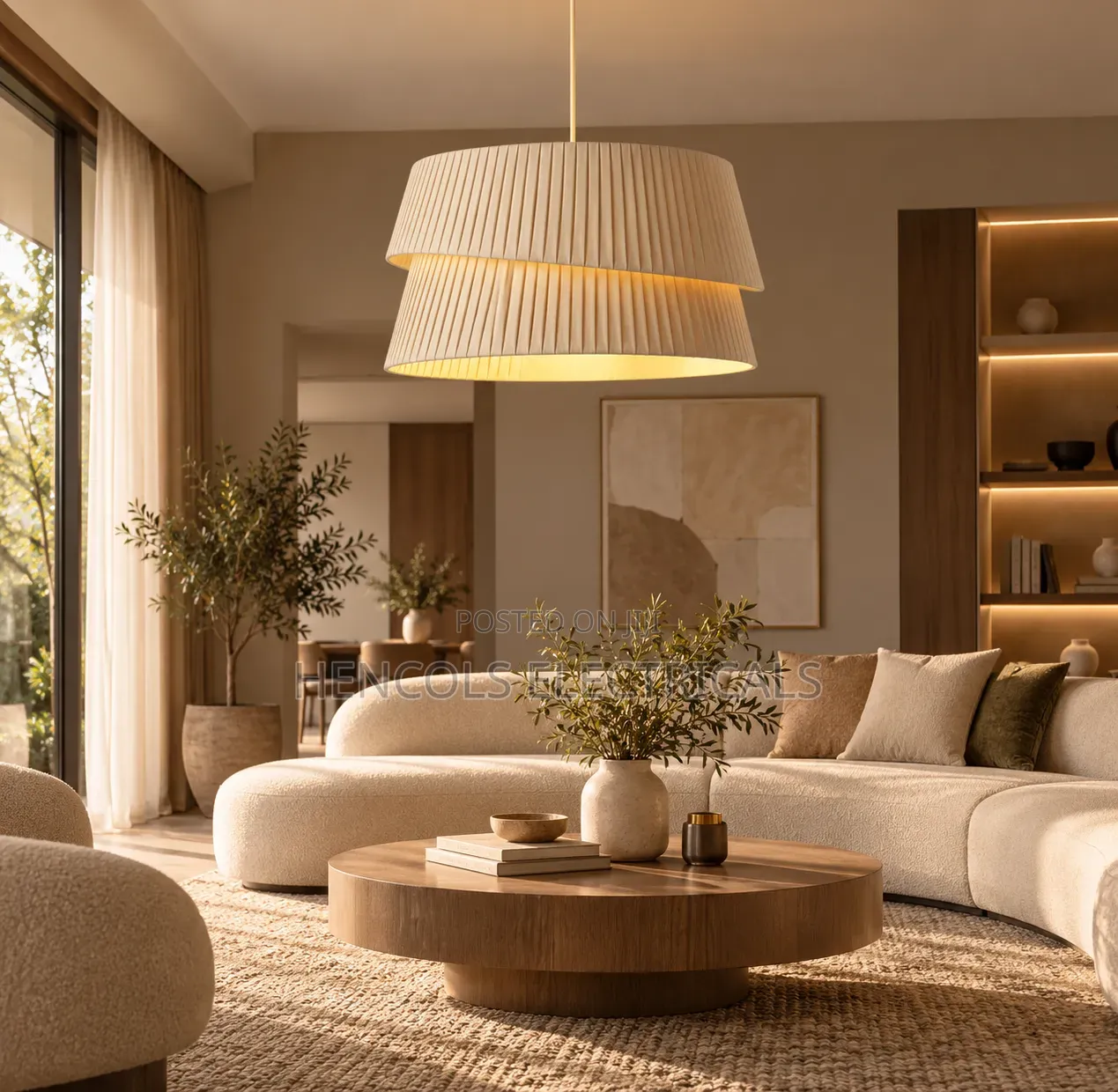 Modern Beige Double-Layer Pendant Ceiling Light
