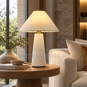 Modern Cream Ceramic Table Lamp With Beige Shade