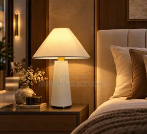 Modern Cream Ceramic Table Lamp With Beige Shade