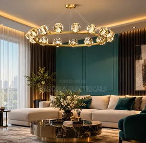 Luxury Gold Crystal Ring Pendant Chandelier