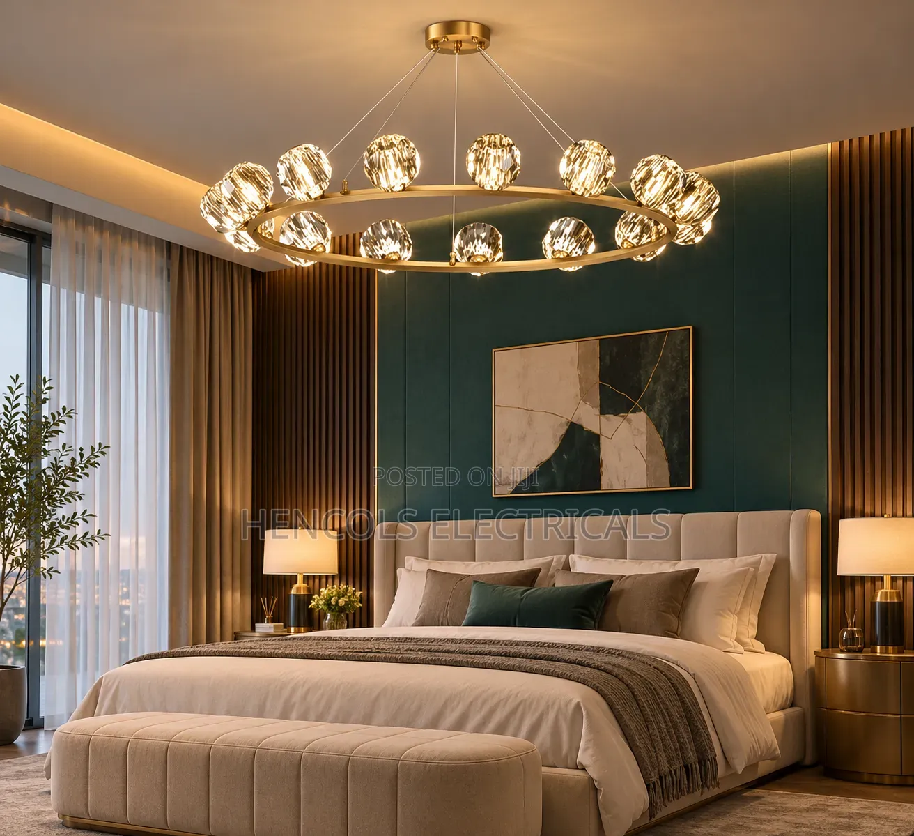 Luxury Gold Crystal Ring Pendant Chandelier