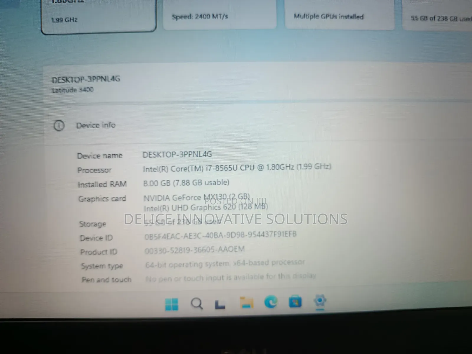 Laptop Dell Latitude 3400 8GB Intel Core i7 SSD 256GB