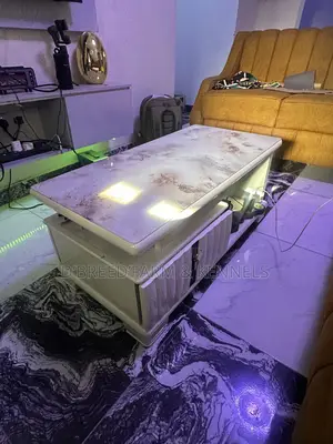 Modern Luxury Centre Table With Marble-Effect Top and Storage