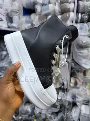 Rick Owen Platform High-Top Sneaker – Black/White