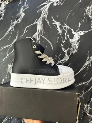 Rick Owen Platform High-Top Sneaker – Black/White