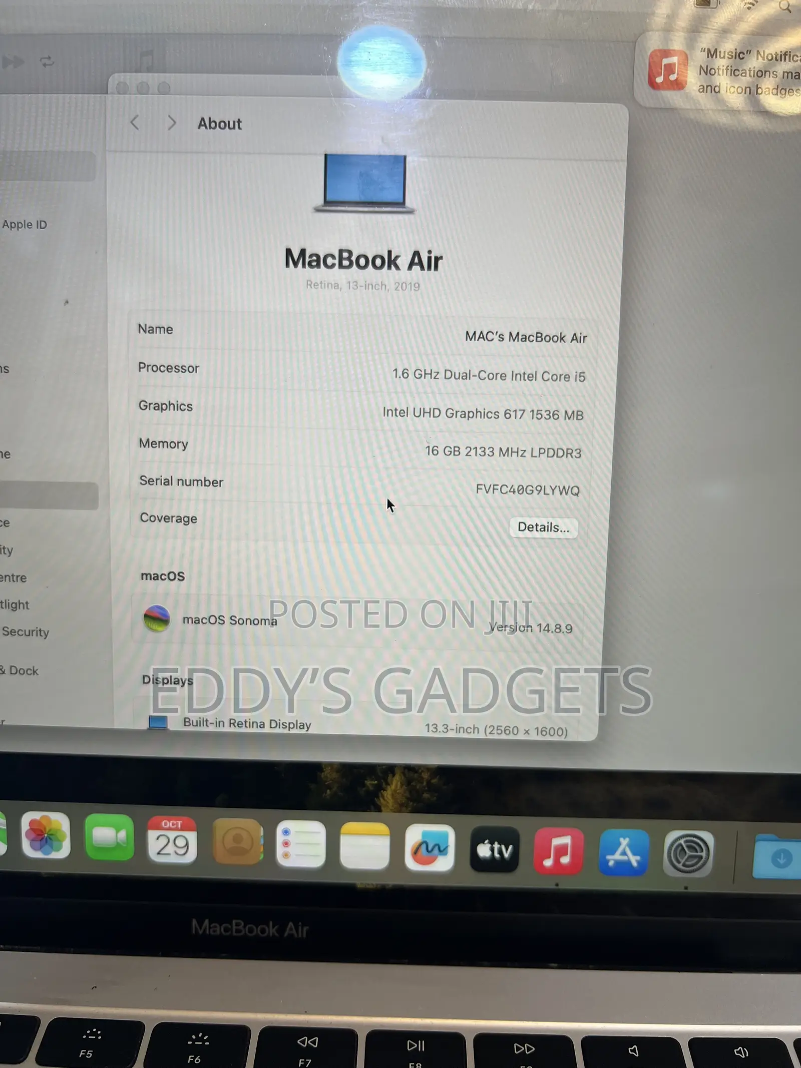 Laptop Apple MacBook Air 2019 16GB Intel Core i5 SSD 256GB