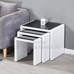3in1 Wooden Glass Top Side Table