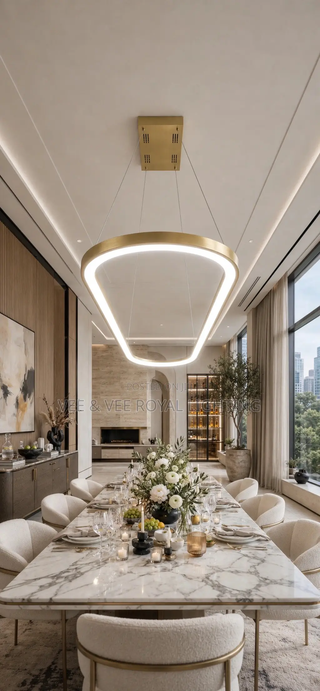 Modern Long Oval Gold Pendant Light -for Kitchen Island, Dining, Hotel