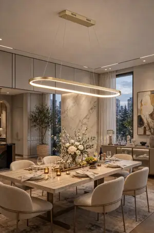 Modern Long Oval Gold Pendant Light -for Kitchen Island, Dining, Hotel