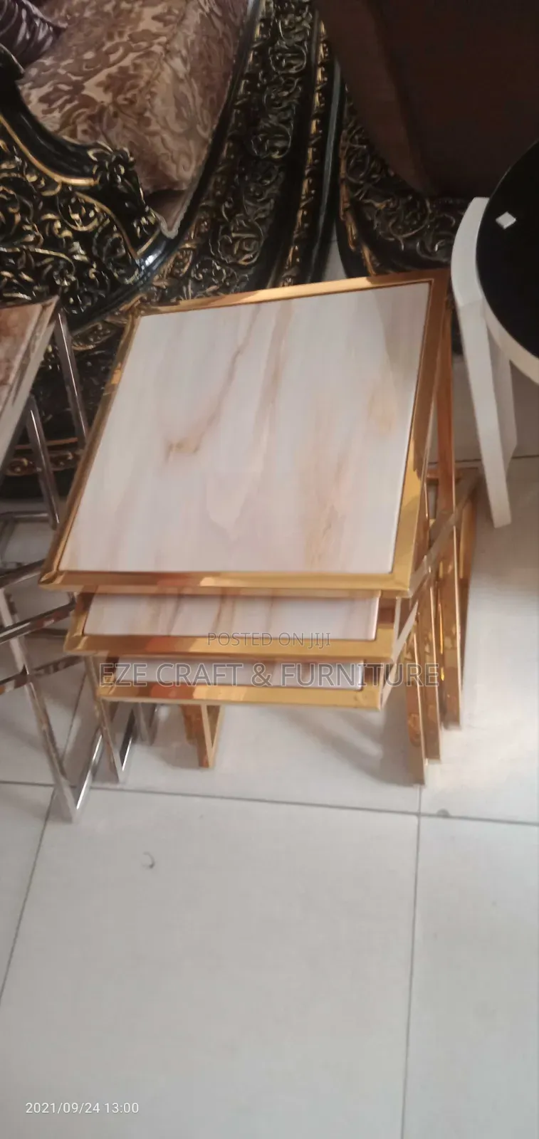 Z Leg Gold Luxury Side Stool