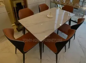 Luxury Dining Table Set Marble by 6 Seater Full Padded Dining Chair