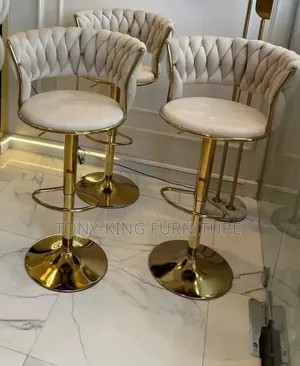 Luxury Woven Velvet Swivel Bar Stool With an Adjustable Gold-Base